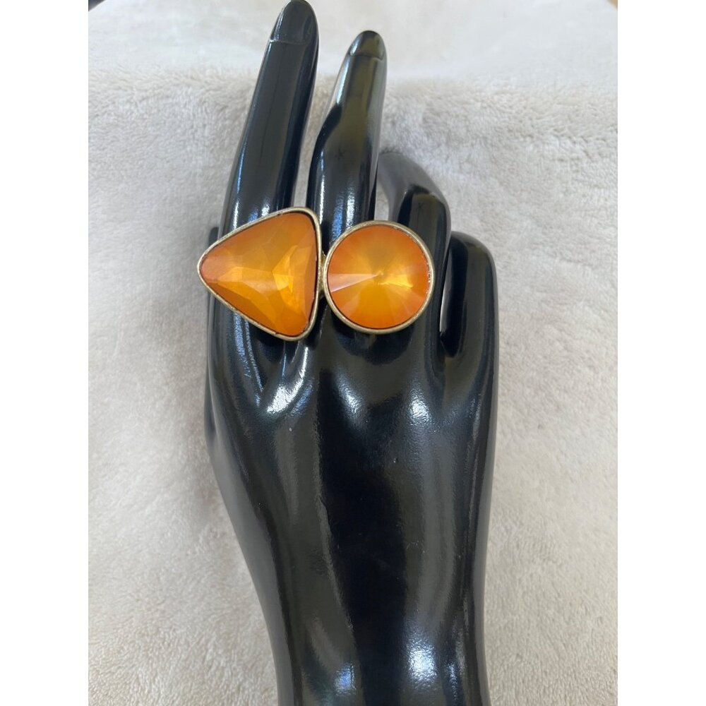 Unbranded‎ Orange Geometric Double Stone Statement Ring